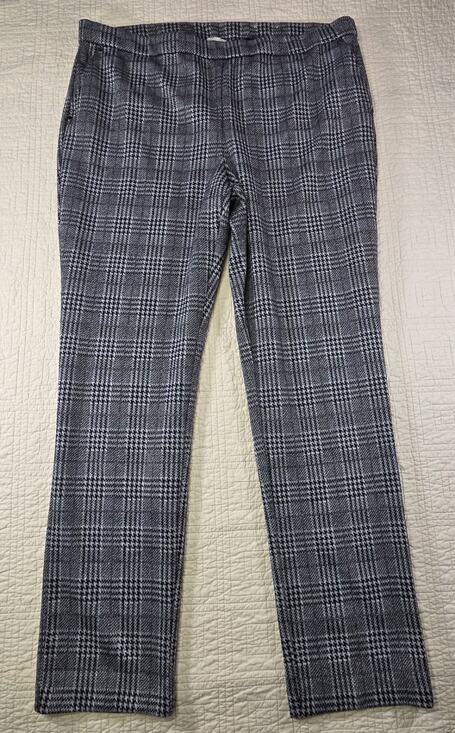 Anne Klein Pants - Anne Klein Women's Grey Glen Plaid Pull-On Slim Leg Knit Ankle Dress Pants Sz Lg